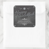 Chalkboard-Imitate Silver Glitzer Hanukkah Quadratischer Aufkleber (Tasche)
