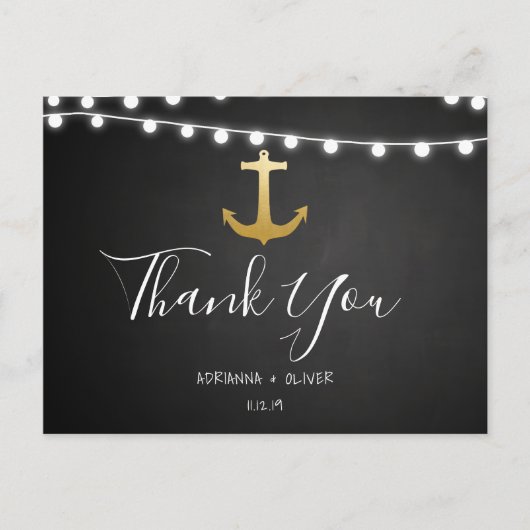 Chalkboard Imitats Gold Foil Anchor Hochzeit Viele Postkarte (Vorderseite)