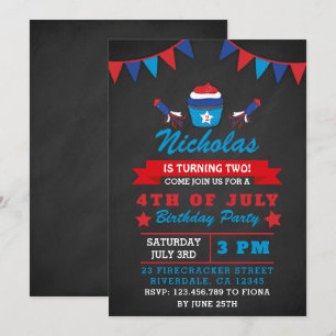 Chalkboard Independence Day Geburtstagsparty Einla Einladung