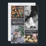 Chalkboard individuell auf mehrere Fotos Weihnacht Feiertagskarte<br><div class="desc">Ihre wunderschönen Fotos verdienen es, dieses Weihnachtsfest mit freundlichen Wünschen geteilt zu werden. Passen Sie dieses moderne Collage Flachbild-Design an und personalisieren Sie es mit dem Nachnamen und Gruß Ihrer Familie. Dies ist ein vertikales Format, wir haben auch eine horizontale Version. Eine Weihnachtskarte mit mehreren Fotos und einer Tafel. Happy...</div>