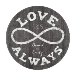Chalkboard Infinity Liebe Hochzeitstag und Namen Schneidebrett