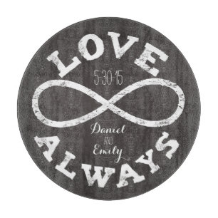 Chalkboard Infinity Liebe Hochzeitstag und Namen Schneidebrett
