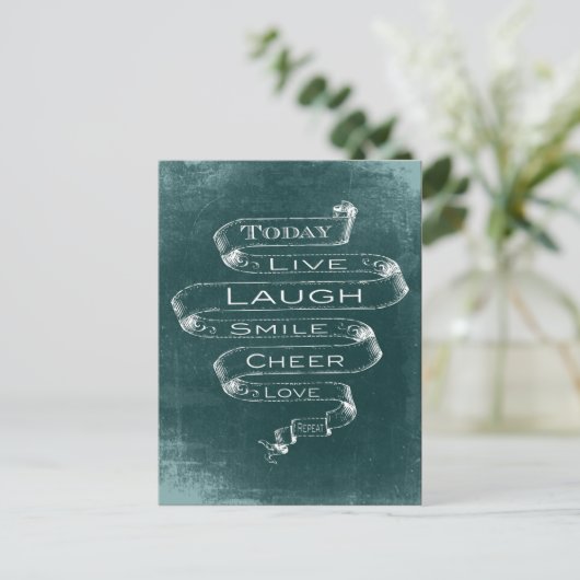 Chalkboard Inspirational - Live, Lachen Postkarte (Stehend Vorderseite)