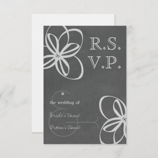 Chalkboard Inspiriert florale Moderne Hochzeit RSV RSVP Karte (Vorne/Hinten)