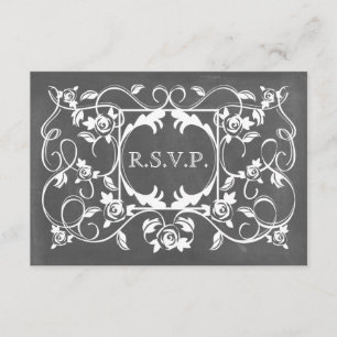 Chalkboard Inspiriert Rose Hochzeitsszenario RSVP Karte