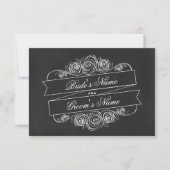 Chalkboard Inspirierte Rose Banner Hochzeit RSVP (Vorderseite)