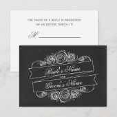 Chalkboard Inspirierte Rose Banner Hochzeit RSVP Karte (Vorne/Hinten)