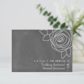 Chalkboard Inspirierte Rose Hochzeit RSVP (Stehend Vorderseite)