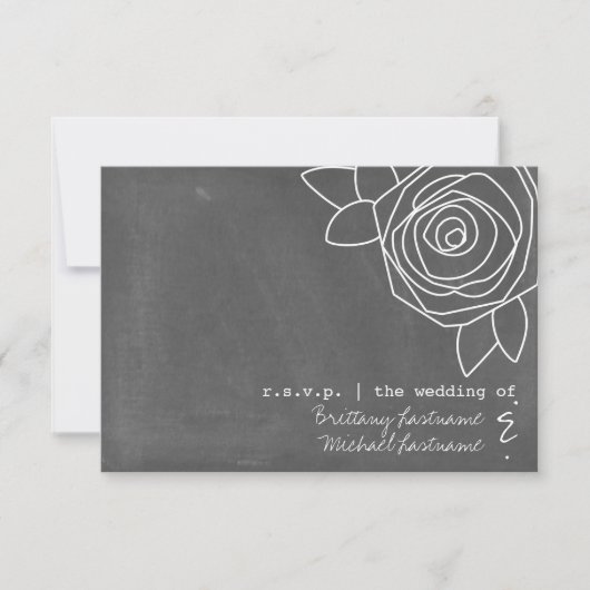 Chalkboard Inspirierte Rose Hochzeit RSVP Karte (Vorderseite)