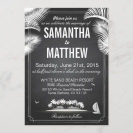 Chalkboard Island Beach Hochzeit in Urlaubsort Einladung