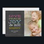 CHALKBOARD JOY | FOTO HOLIDAY CARD FEIERTAGSKARTE<br><div class="desc">FUN JOY BLACK CHALKBOARD FOTO URLAUB GREETING CARD. ELKE CLARKE© FOR MONOGRAM GALLERY. Senden Sie Ihre Weihnachtsgrüße an Ihre Freunde und Familie mit dieser lustigen Urlaubskarte mit Foto. "FREUDE, FRIEDEN, LIEBE UND SEIN NUR". Sie können "es anpassen" und die Wortfarbe ändern, um Ihrem Foto zu entsprechen. Fügen Sie Ihr eigenes...</div>