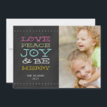 CHALKBOARD JOY | FOTO HOLIDAY CARD FEIERTAGSKARTE<br><div class="desc">FUN JOY BLACK CHALKBOARD FOTO URLAUB GREETING CARD. ELKE CLARKE© FOR MONOGRAM GALLERY. Senden Sie Ihre Weihnachtsgrüße an Ihre Freunde und Familie mit dieser lustigen Urlaubskarte mit Foto. "FREUDE, FRIEDEN, LIEBE UND SEIN NUR". Sie können "es anpassen" und die Wortfarbe ändern, um Ihrem Foto zu entsprechen. Fügen Sie Ihr eigenes...</div>