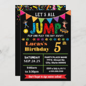 Chalkboard Jump Geburtstag Trampolin Bounce Party Einladung (Vorne/Hinten)
