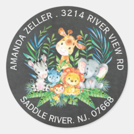 Chalkboard Jungle Animal Baby Dusche Etikett Runder Aufkleber