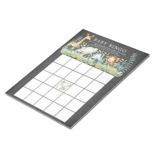 Chalkboard Jungle Animals Baby Dusche Bingo Spiel Notizblock (angewinkelt)