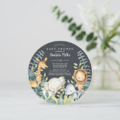 Chalkboard Jungle Animals Baby Dusche Einladung (Stehend Vorderseite)