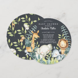 Chalkboard Jungle Animals Baby Dusche Einladung