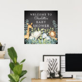 Chalkboard Jungle Animals Baby Dusche Willkommen Poster (Heimbüro)
