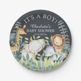Chalkboard Jungle Animals Baby Shower 7" Plättchen Pappteller