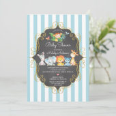 Chalkboard Jungle Animals Boys Baby Dusche Einladung (Stehend Vorderseite)