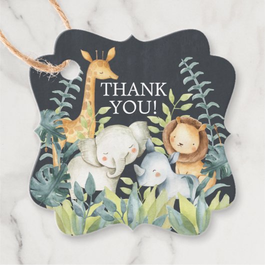 Chalkboard Jungle Baby Dusche Gefallen Geschenktag Geschenkanhänger (Vorderseite)