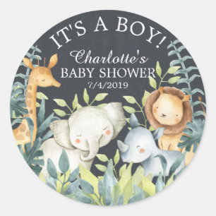 Chalkboard Jungle Baby Dusche Vielen Dank Runder Aufkleber