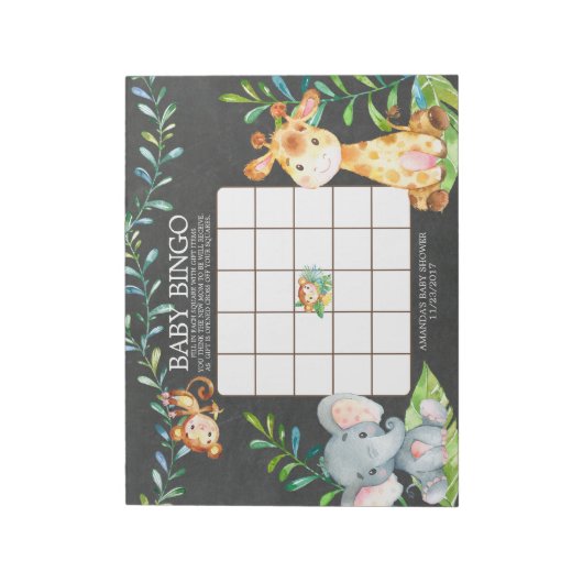Chalkboard Jungle Baby Shooter Bingo Game Notepad Notizblock (Rotiert)