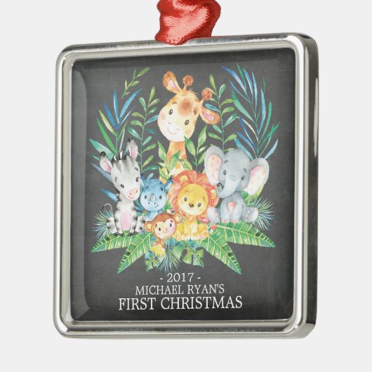 Chalkboard Jungle Baby's First Christmas Ornament (Links)