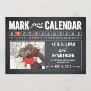 Chalkboard-Kalender-Foto Speichern Sie die Datumsk Save The Date