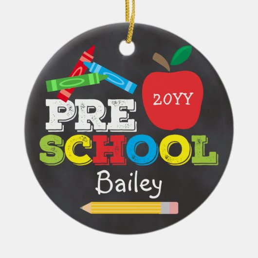 Chalkboard "Keepake"-Vorschulen - farbenfrohe Kind Keramik Ornament (Vorne)