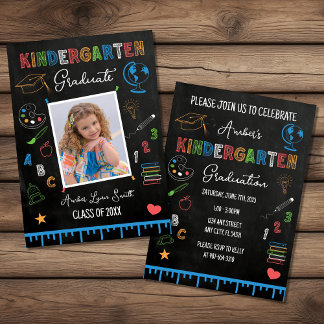 Chalkboard Kindergarten Abschluss Foto Einladung