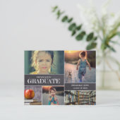 Chalkboard Kindergarten Graduate Foto Collage Ankündigungspostkarte (Stehend Vorderseite)