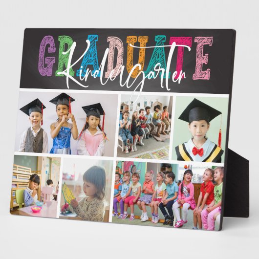 Chalkboard Kindergarten Graduate Foto Collage Fotoplatte (Seite)
