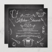 Chalkboard Kitchen Bridal Dusche Einladung (Vorne/Hinten)