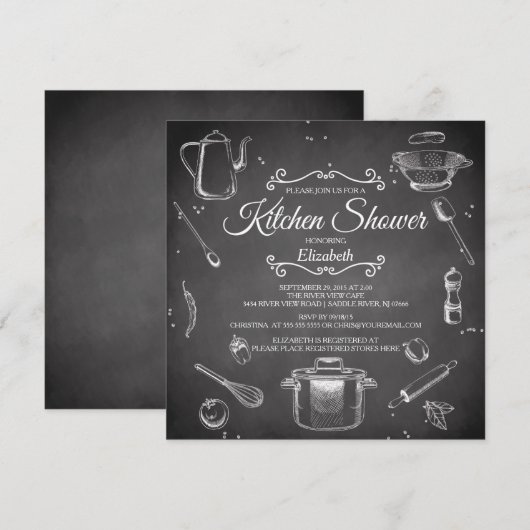 Chalkboard Kitchen Bridal Dusche Einladung (Vorne/Hinten)