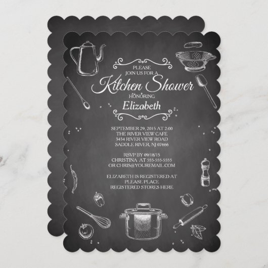 Chalkboard Kitchen Bridal Dusche Einladung (Vorne/Hinten)