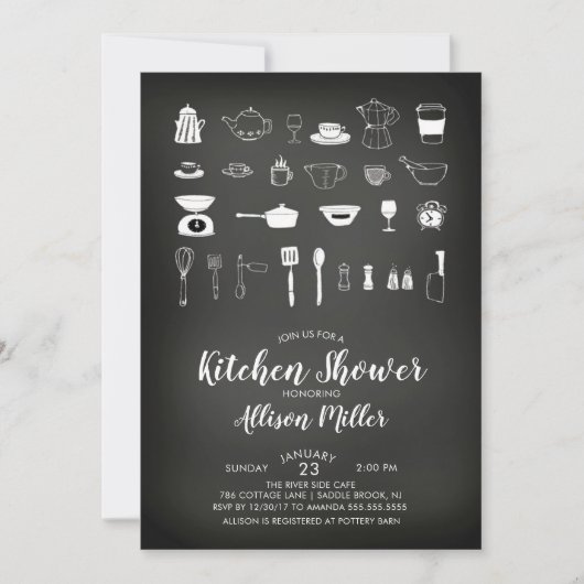 Chalkboard Kitchen Bridal Dusche Einladung (Vorderseite)