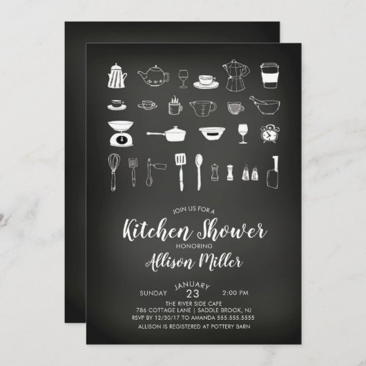 Chalkboard Kitchen Bridal Dusche Einladung (Vorne/Hinten)