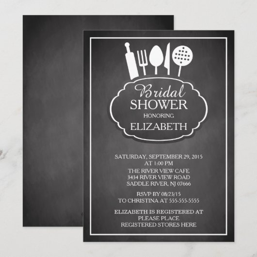 Chalkboard Kitchen Bridal Dusche Einladung (Vorne/Hinten)