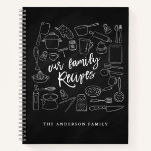 Chalkboard Kitchen Tools Personalisiert Rezept Notizblock