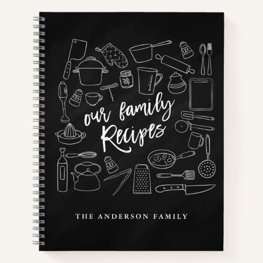 Chalkboard Kitchen Tools Personalisiert Rezept Notizblock (Vorderseite)
