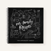 Chalkboard Kitchen Tools Personalisiert Rezept Notizblock (Vorderseite)