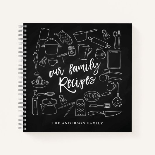 Chalkboard Kitchen Tools Personalisiert Rezept  Notizblock (Vorderseite)