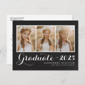 Chalkboard-Klasse 2025 Foto Collage Abschluss Ankündigungspostkarte (Vorne/Hinten)