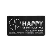 Chalkboard-Kleeblatt, St Patrick's Day Adressaufkleber (Vorne)