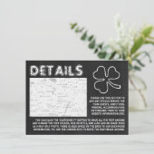 Chalkboard Kleeblatt, St Patrick's Day Detail Card Einladung (Stehend Vorderseite)