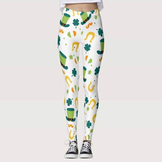 Chalkboard Kleeblatt St. Patrick's Day Leggings (Vorderseite)