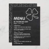 Chalkboard-Kleeblatt, St Patrick's Day Menu Card Einladung (Vorne/Hinten)