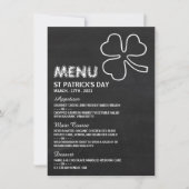 Chalkboard-Kleeblatt, St Patrick's Day Menu Card Einladung (Vorderseite)