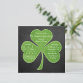 Chalkboard Kleeblatt St. Patrick's Day Party Einladung (Stehend Vorderseite)